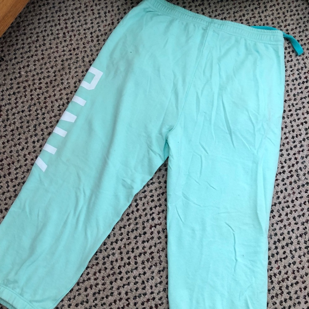 Teal Cropped sweatpants from PINK